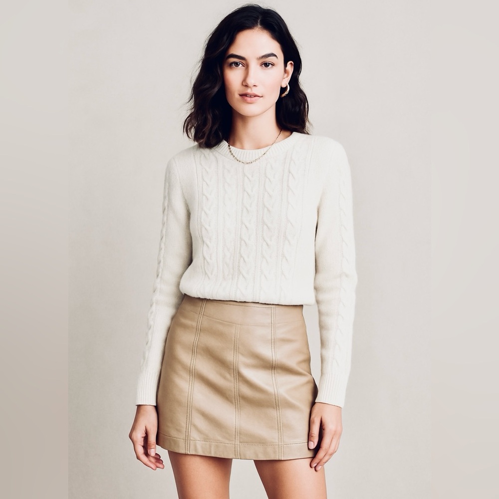 FREE PEOPLE Elegant Tan Faux Leather Womens mini Skirt